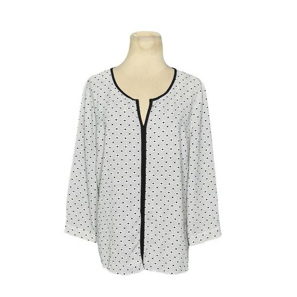 41HAWTHORN White Black Polka Dots Litton Split Neck Blouse Size Large - Picture 12 of 12
